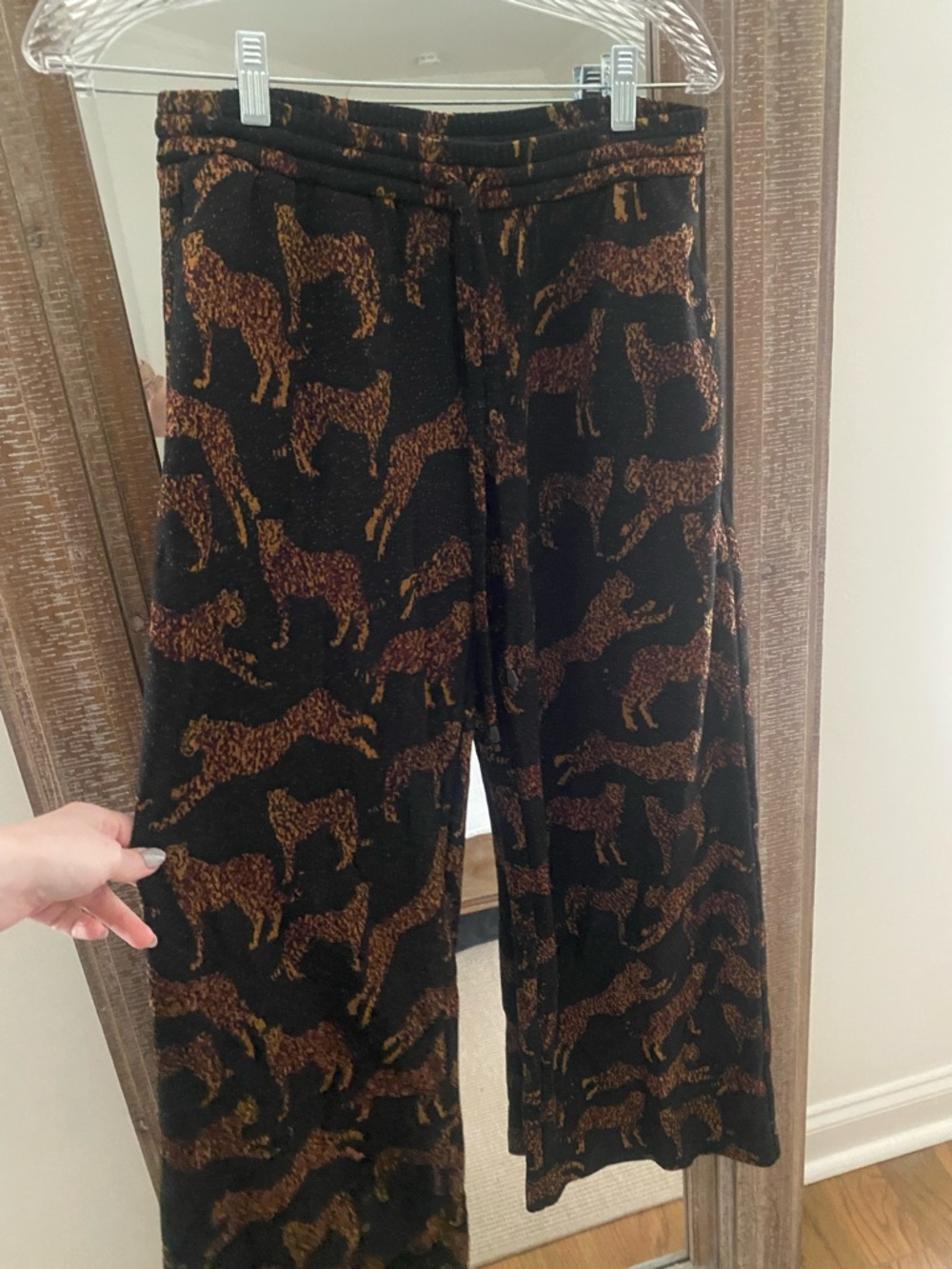 dolan Black and Brown Leopard Print Wide Leg Joggers